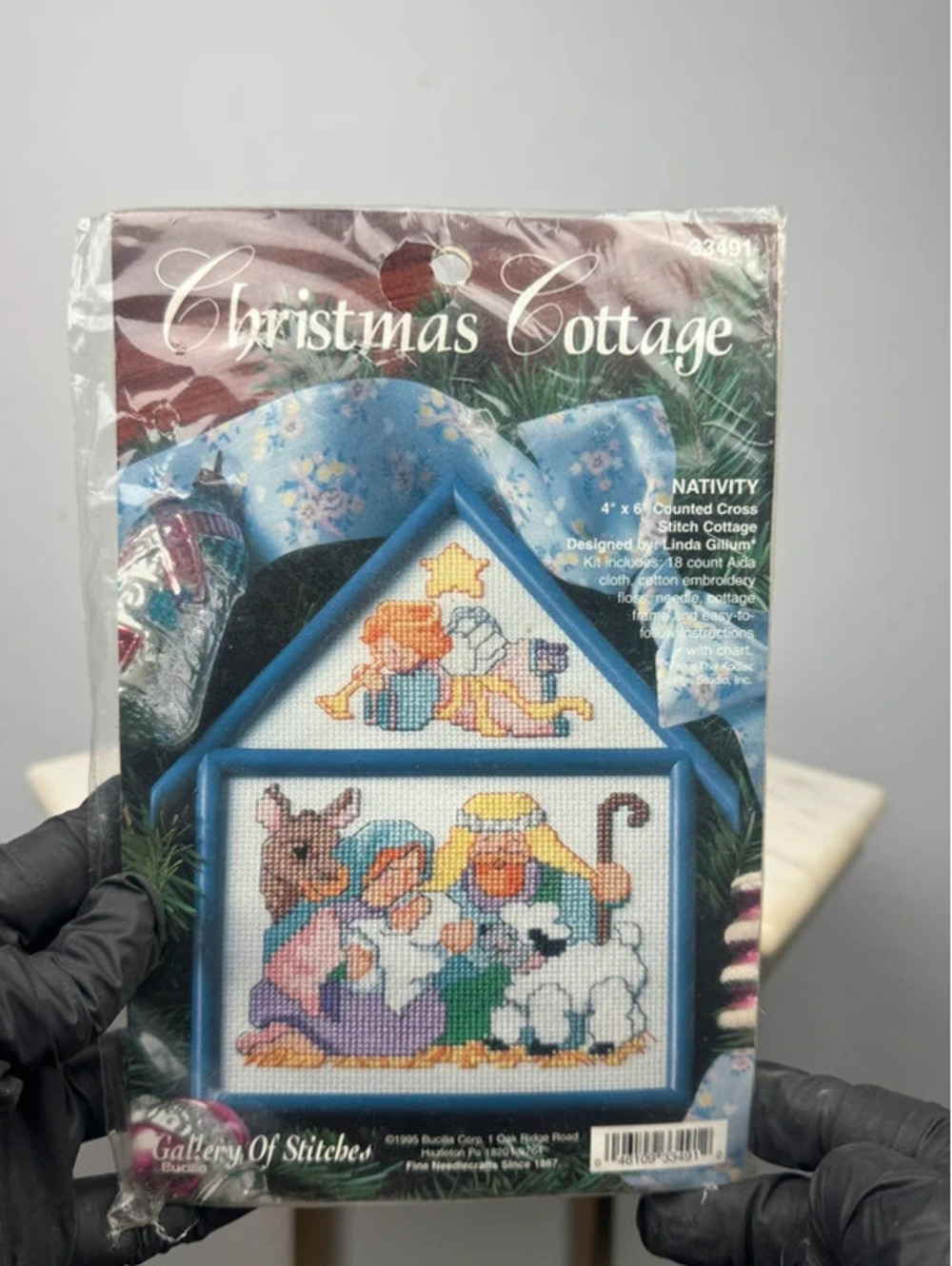 Title: Vintage 1995 Bucilla Christmas Cottage Nativity Counted Cross Stitch KiT
